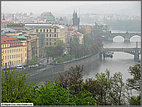 Prague under a misty rain