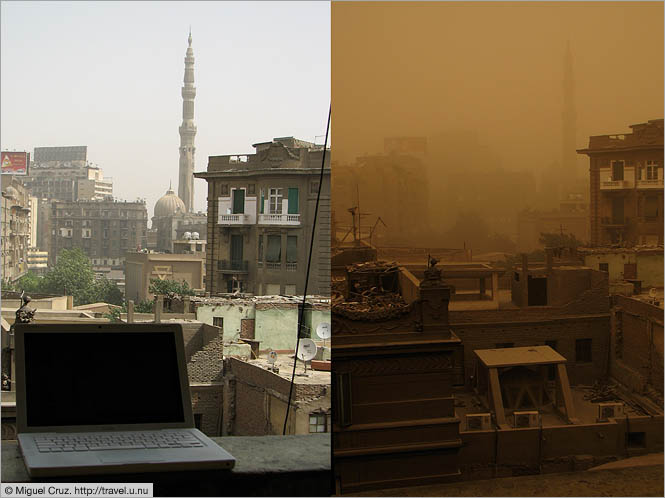 Egypt: Cairo: Sandstorm: before and after