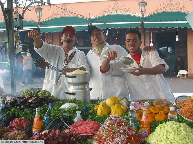 Morocco: Marrakech: Chefs on the square ham it up