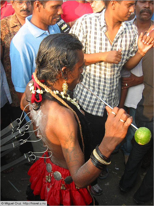 Malaysia: Thaipusam in KL: Hooks close-up