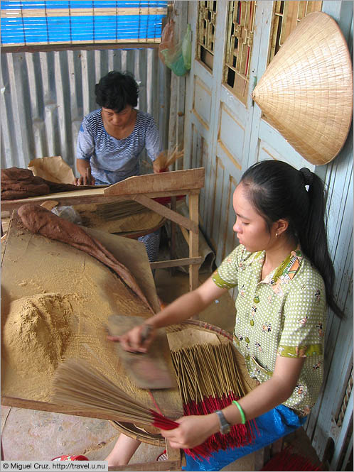 Vietnam: Mekong Delta: Incense rollers