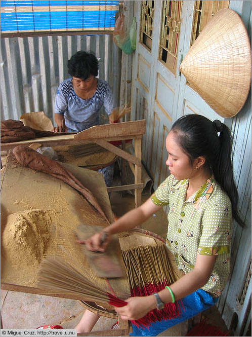 Vietnam: Mekong Delta: Incense rollers